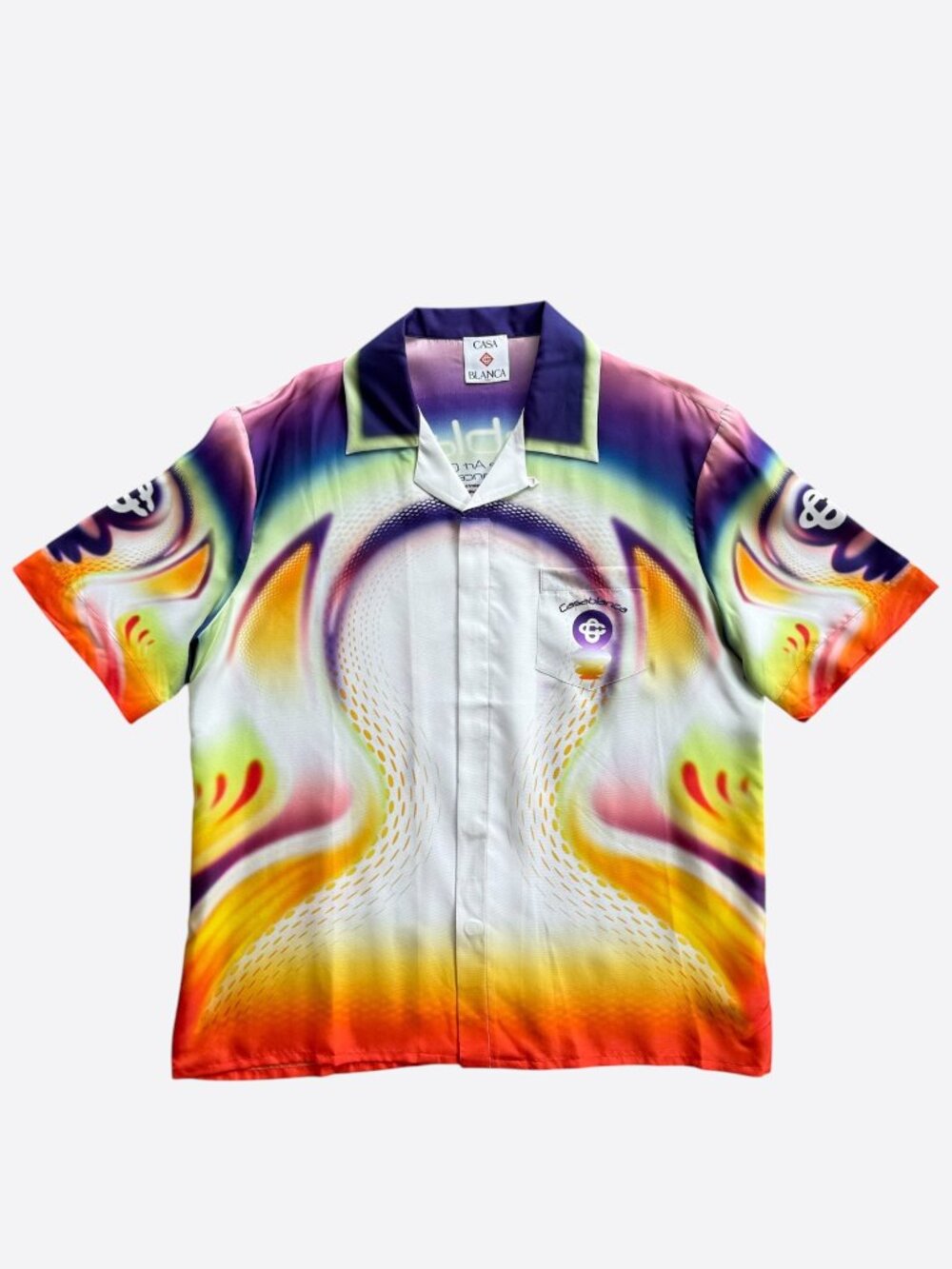 Casablanca Multicolor Sporchid Graphic Silk Button Up Shirt